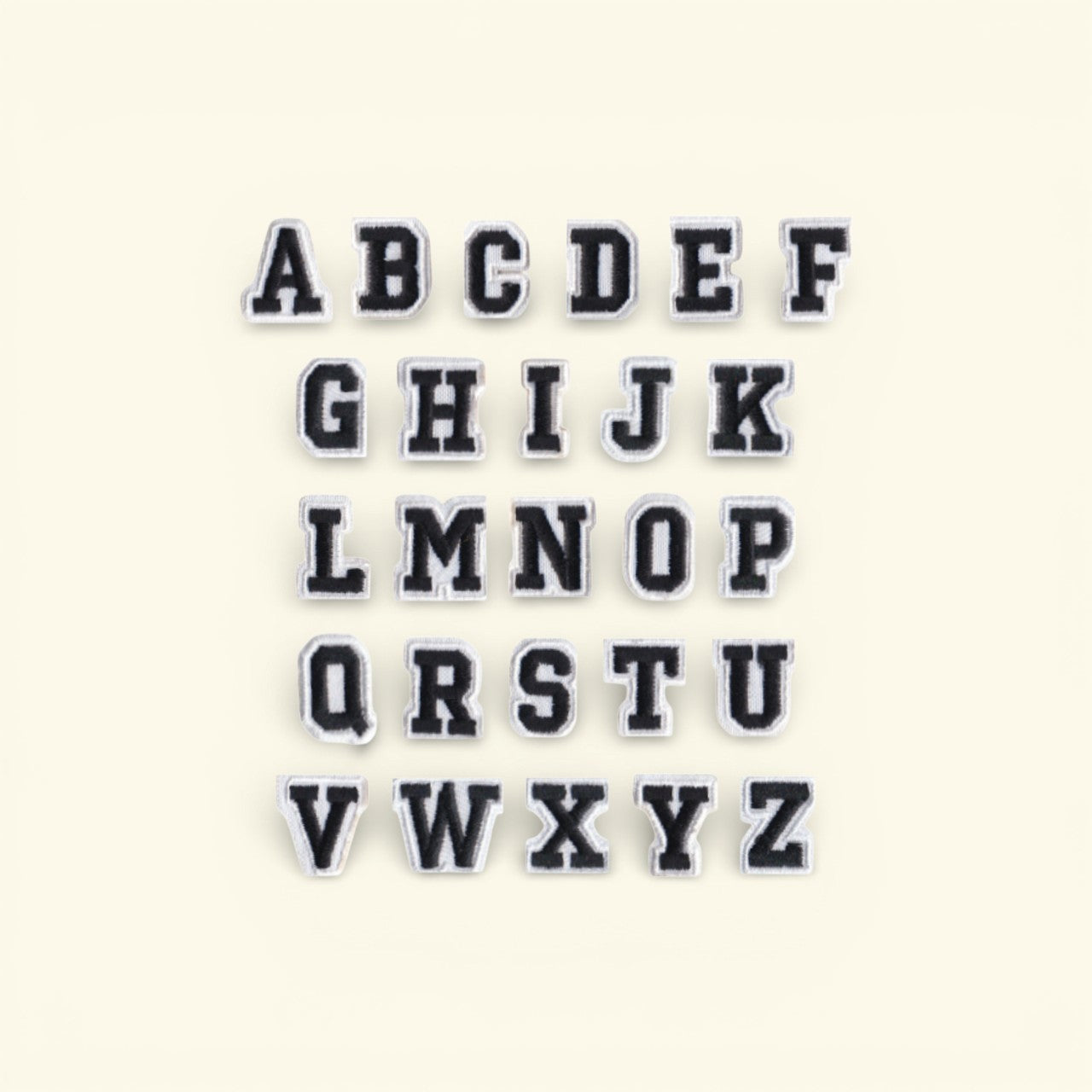 $2 Iron On Patch Black Letters