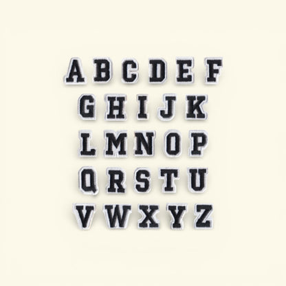 $2 Iron On Patch Black Letters