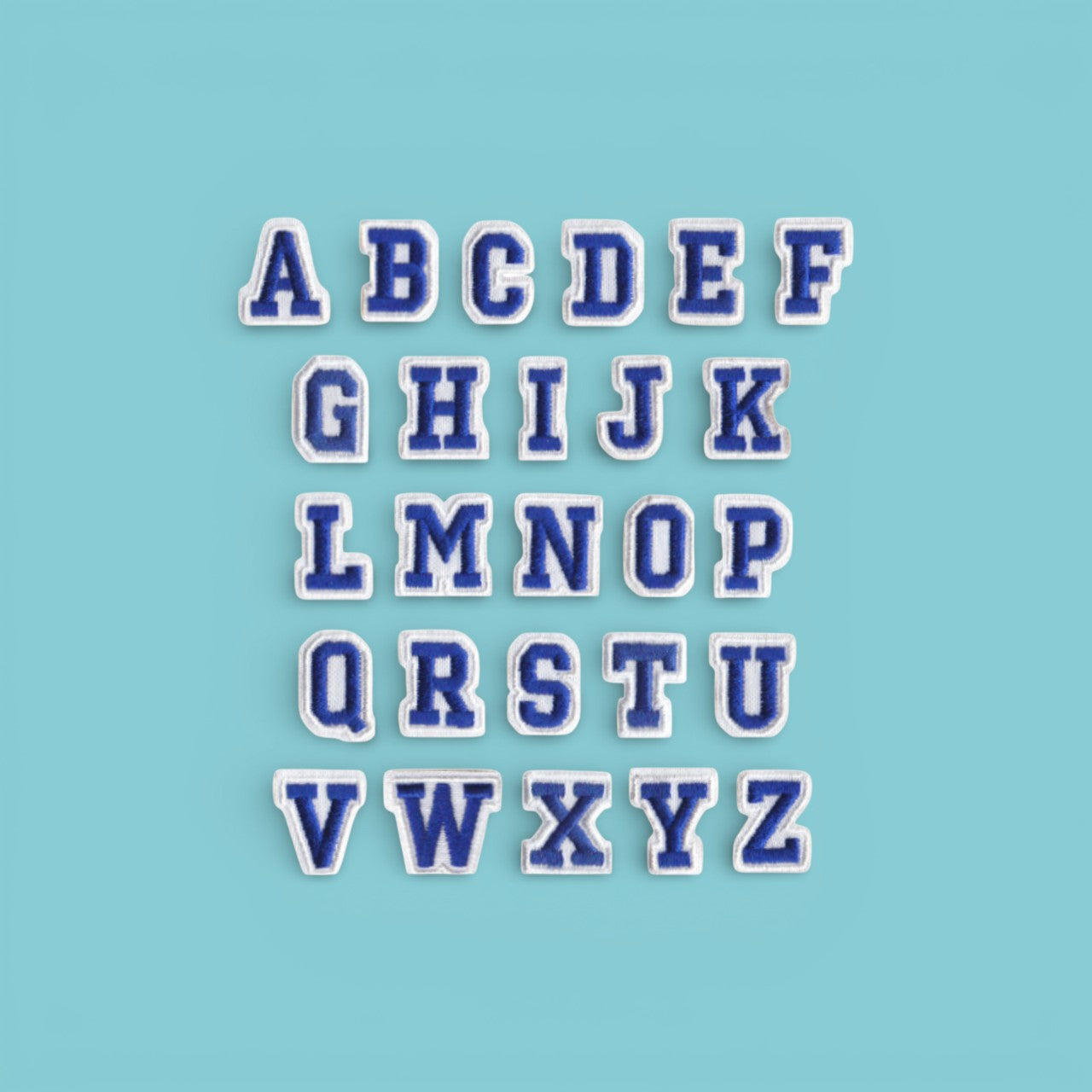 $2 Iron On Patch Blue Letters