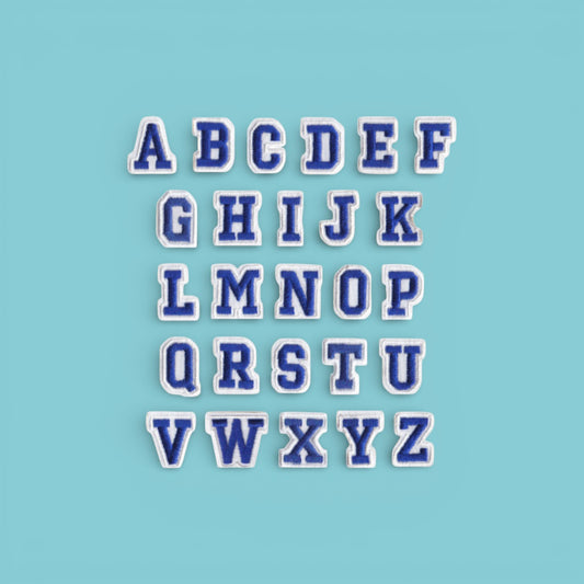 $2 Iron On Patch Blue Letters