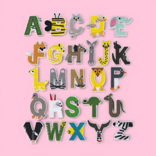 $4 Iron On Patch Animal Letters